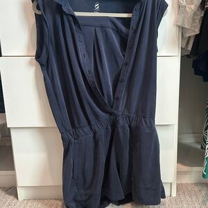 Navy Button-Up Romper